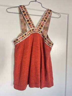 Madewell Embroidered Swing Sweater Tank in Rusted Rose - Size M